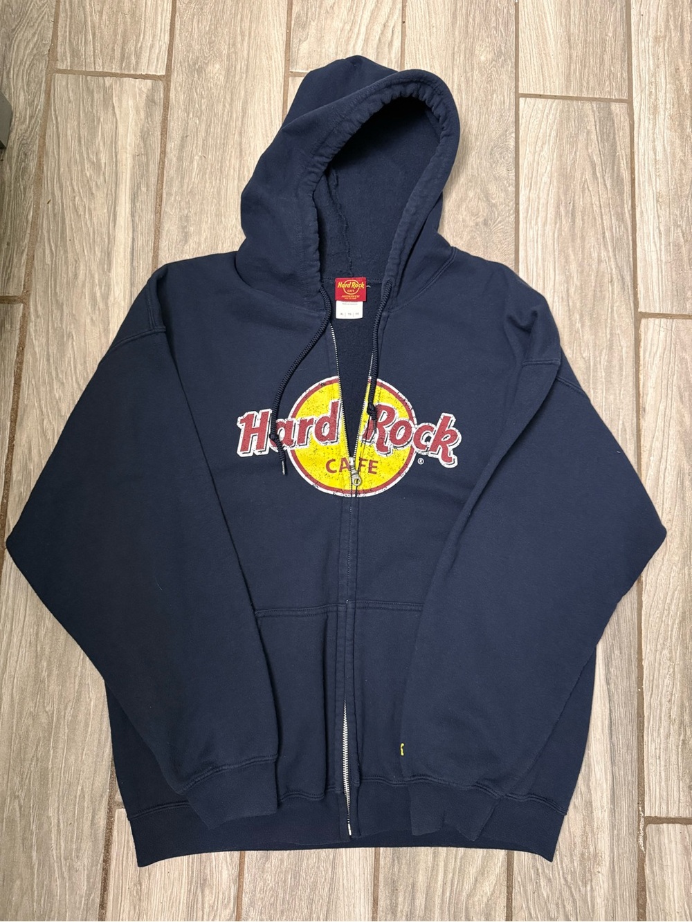 Hard Rock Cafe New York City Navy Blue/Yellow Zip Up Jacket